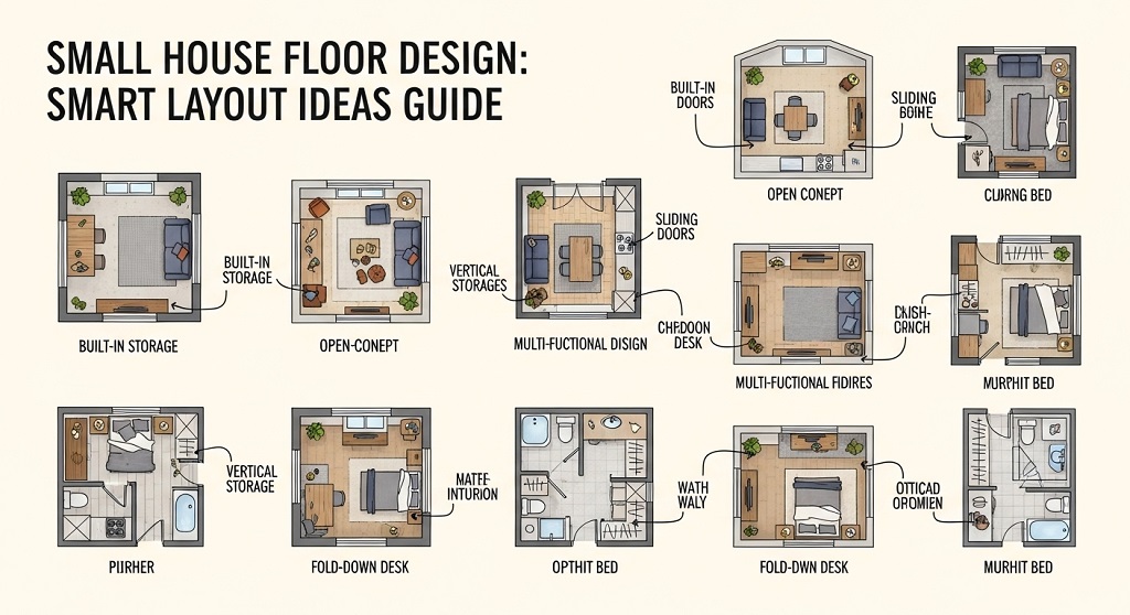small house floor design open layout plan example