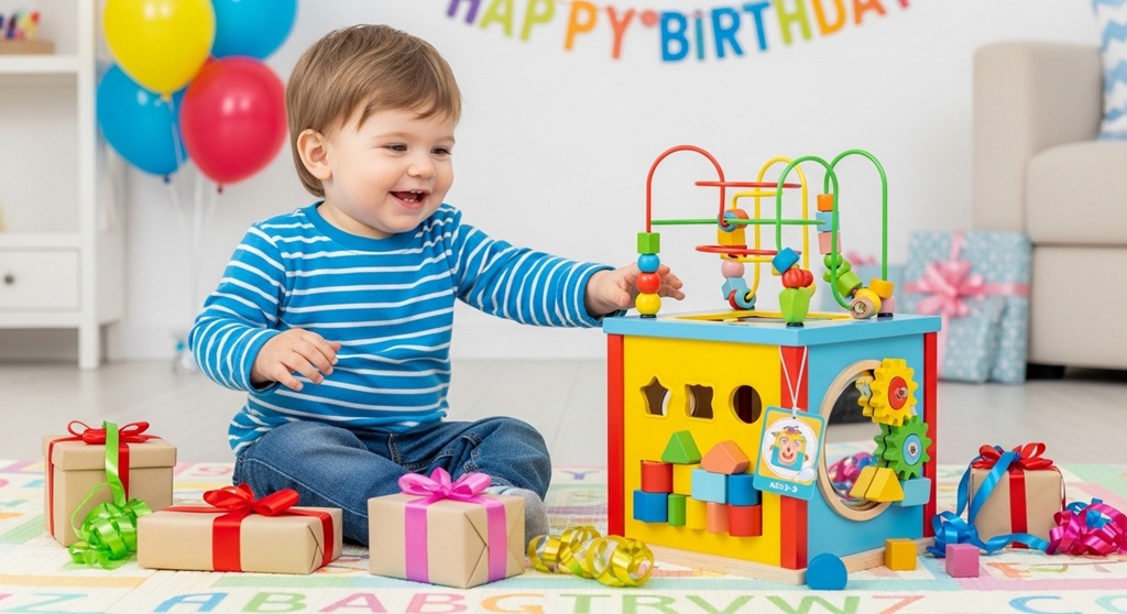 toddler Christmas gifts including building blocks and puzzles