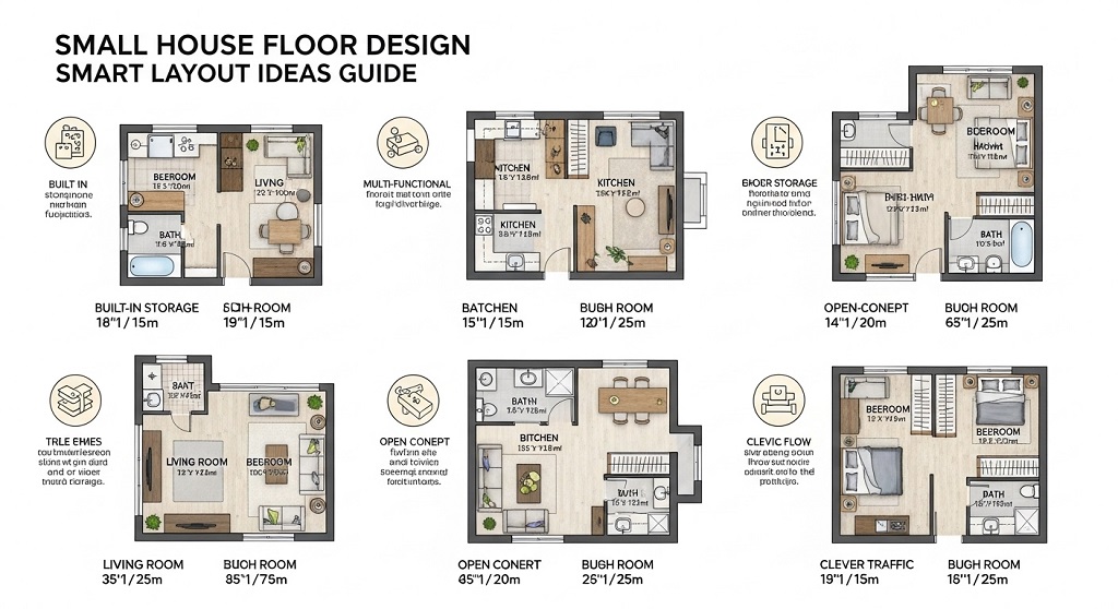 compact two bedroom small house floor plan layout