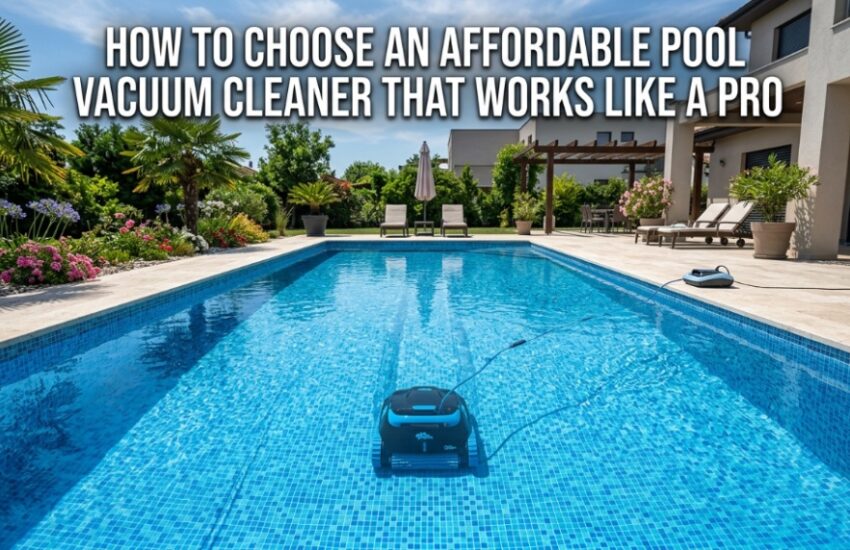 affordable pool vacuum cleaner cleaning debris in backyard pool