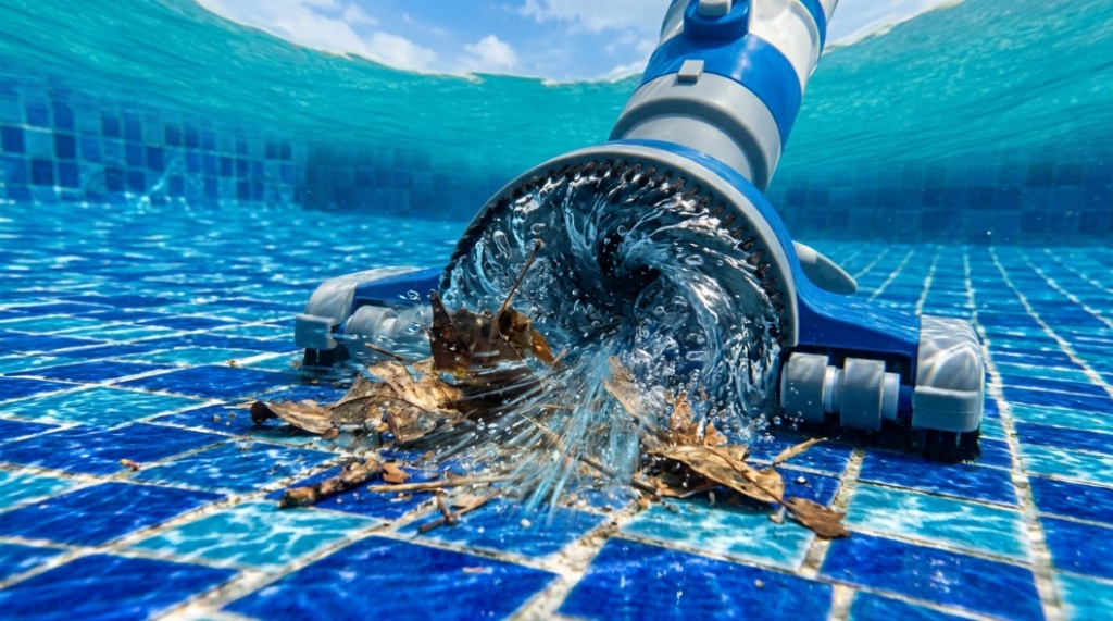 suction side pool vacuum connected to filtration system