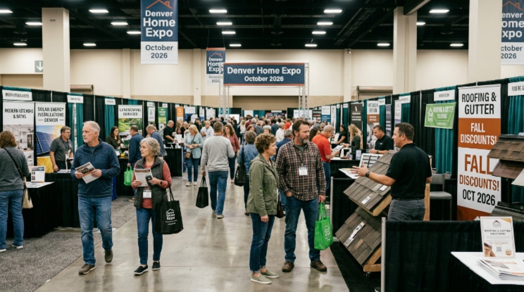 Homeowners exploring exhibitor booths at the Denver Home Expo October 2026