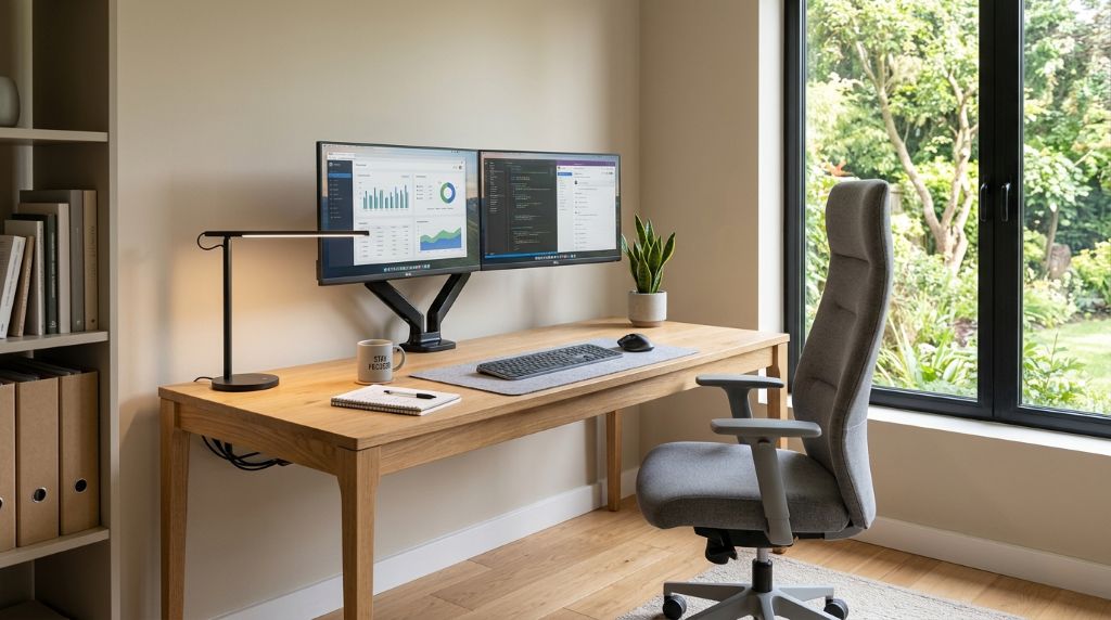 Productive home office workspace