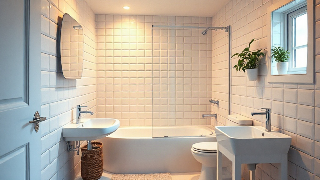 A clean bathroom with a bathtub, two sinks, a toilet and a window.